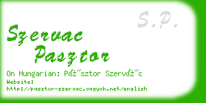 szervac pasztor business card